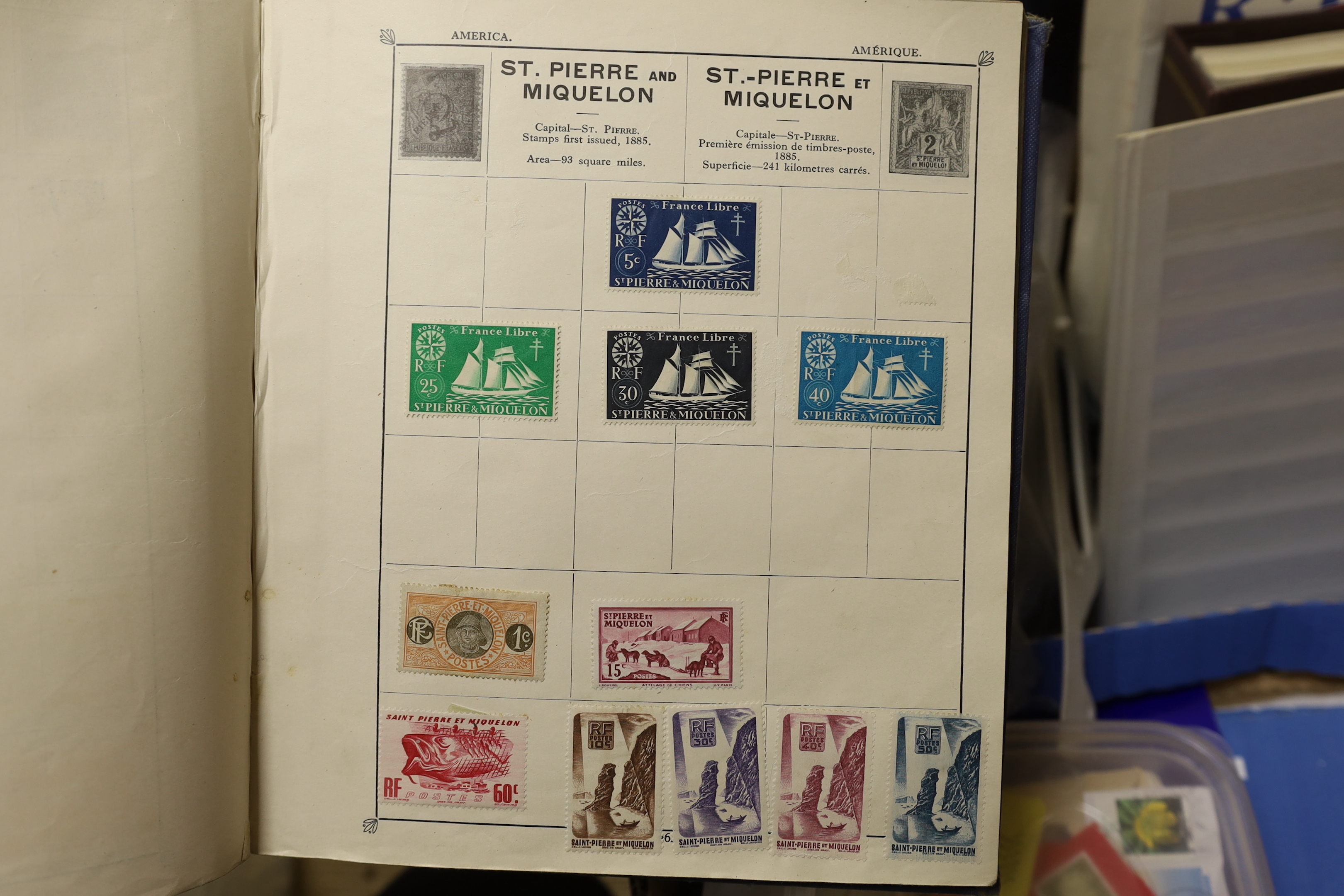Albums of stamps and loose stamps